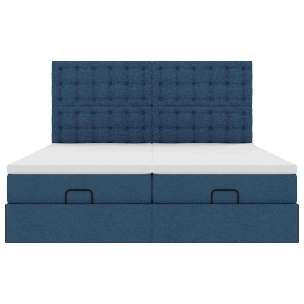 Struttura Letto Pouf con Materassi Blu 200x200 cm in Tessuto | homemem39
