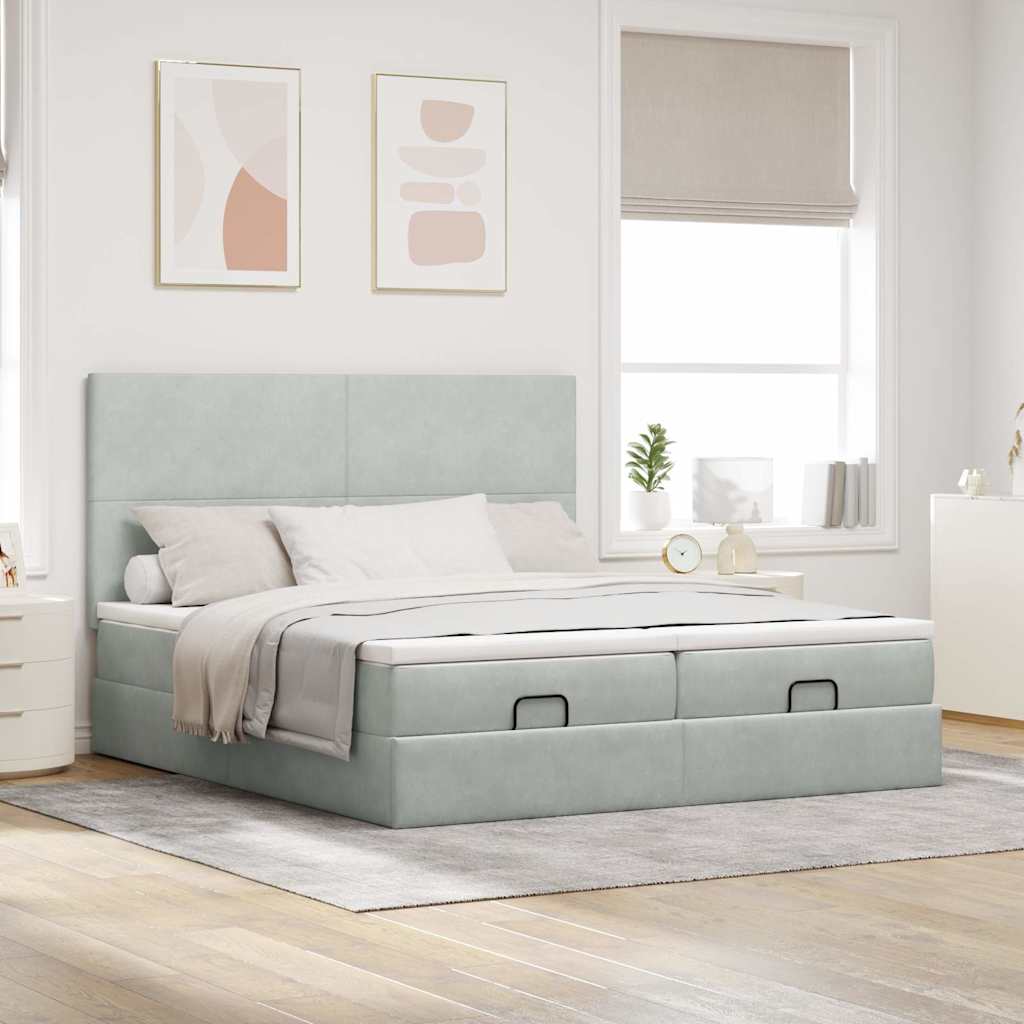 Struttura Letto Pouf con Materassi 160x200 cm in Velluto | homemem39
