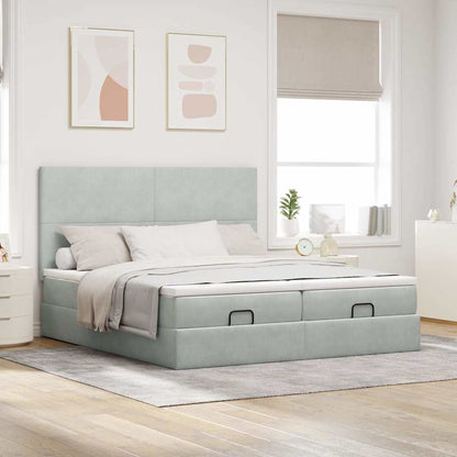 Struttura Letto Pouf con Materassi 160x200 cm in Velluto | homemem39