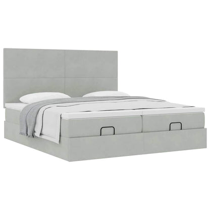 Struttura Letto Pouf con Materassi 160x200 cm in Velluto | homemem39