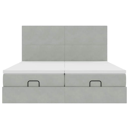 Struttura Letto Pouf con Materassi 160x200 cm in Velluto | homemem39
