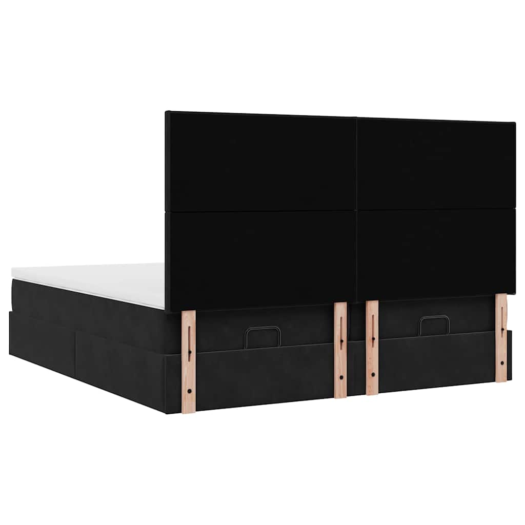 Struttura Letto Pouf con Materassi Nero 160x200 cm in Velluto | homemem39