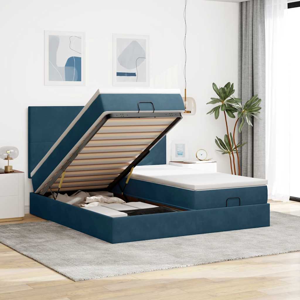 Struttura Letto Pouf con Materassi 160x200 cm Velluto | homemem39