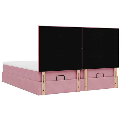 Struttura Letto Pouf con Materassi Rosa 180x200 cm Velluto | homemem39