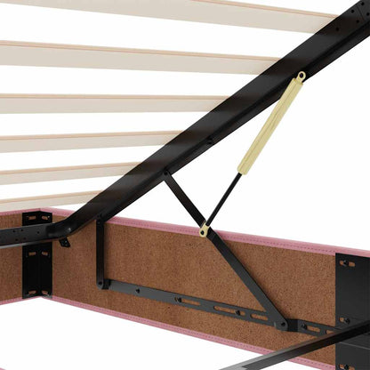 Struttura Letto Pouf con Materassi Rosa 200x200 cm Velluto - homemem39