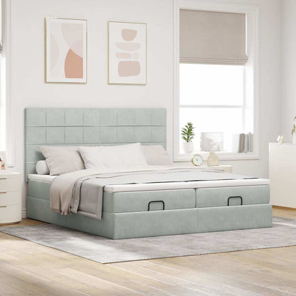 Struttura Letto Pouf con Materassi 160x200 cm in Velluto | homemem39