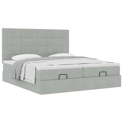 Struttura Letto Pouf con Materassi 160x200 cm in Velluto | homemem39