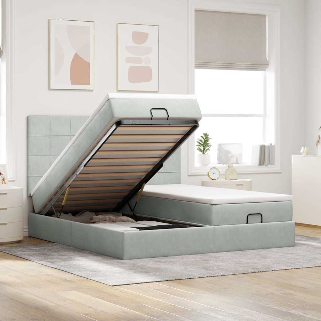 Struttura Letto Pouf con Materassi 160x200 cm in Velluto | homemem39