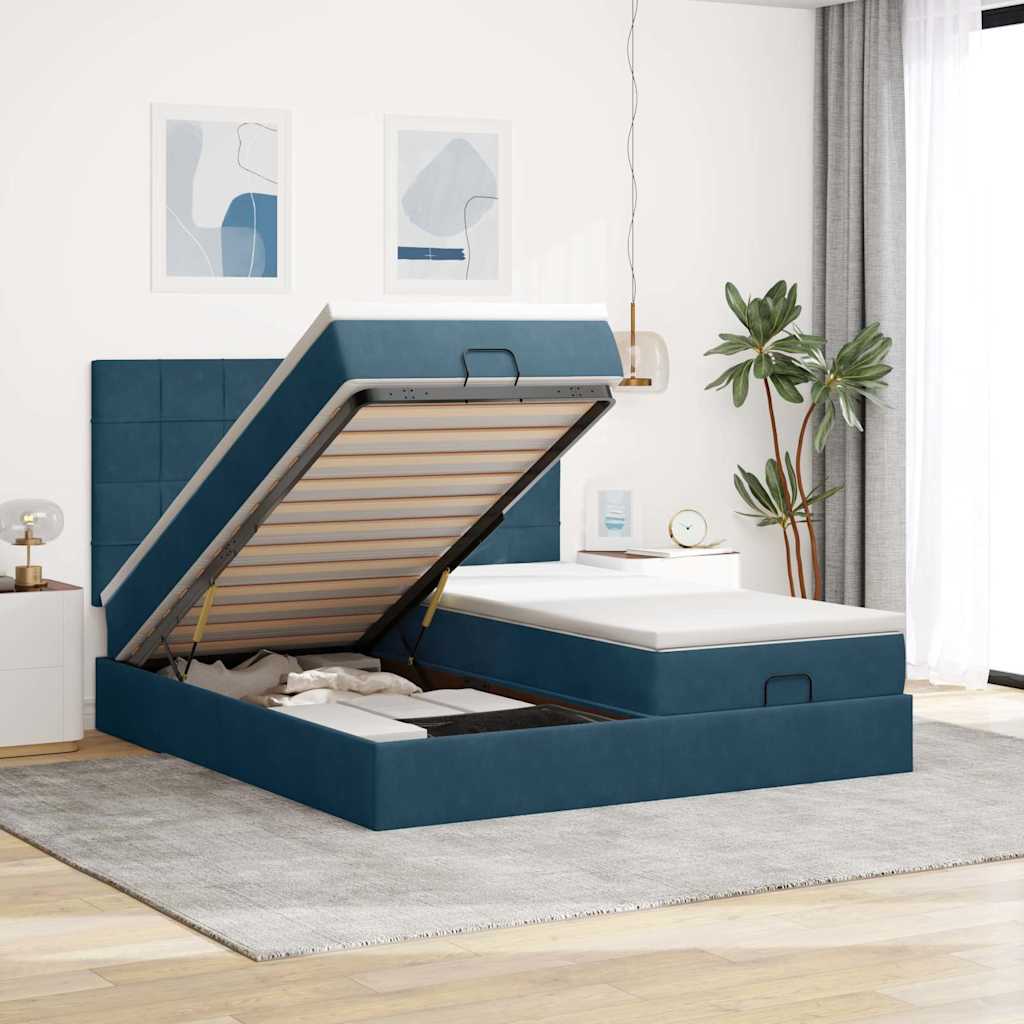 Struttura Letto Pouf con Materassi 160x200 cm Velluto | homemem39
