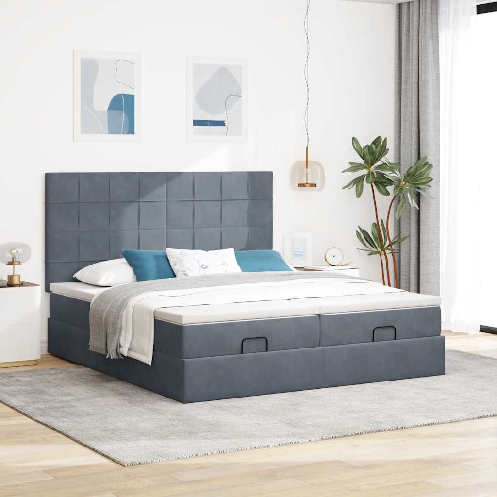 Struttura Letto Pouf con Materassi 180x200 cm Velluto | homemem39