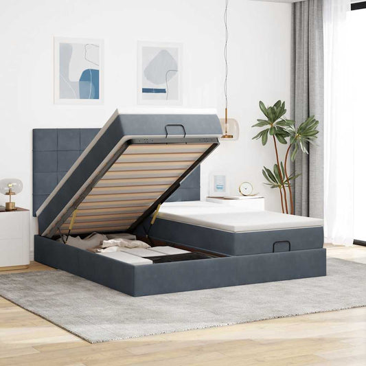 Struttura Letto Pouf con Materassi 180x200 cm Velluto