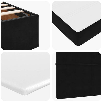 Struttura Letto Pouf con Materassi Nero 180x200 cm in Velluto