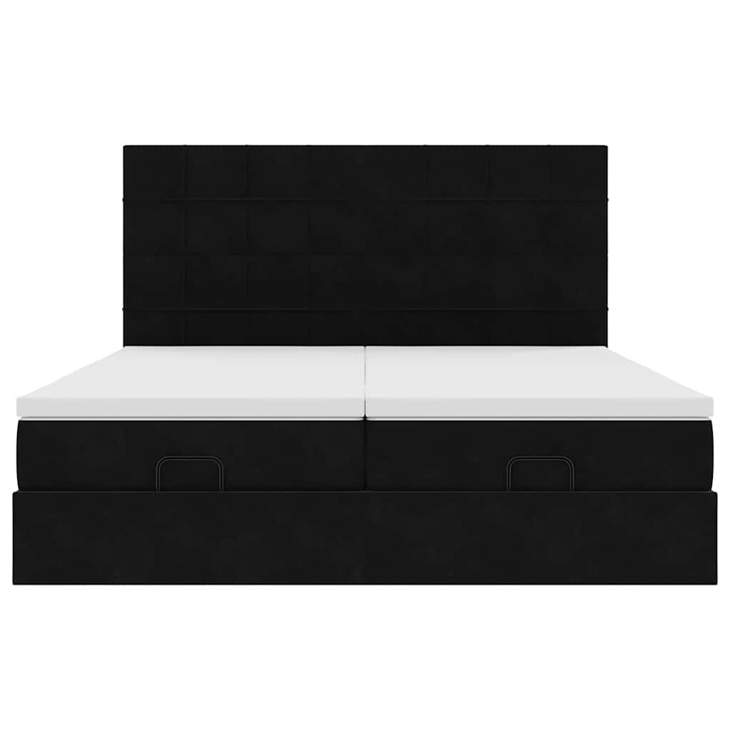 Struttura Letto Pouf con Materassi Nero 180x200 cm in Velluto | homemem39