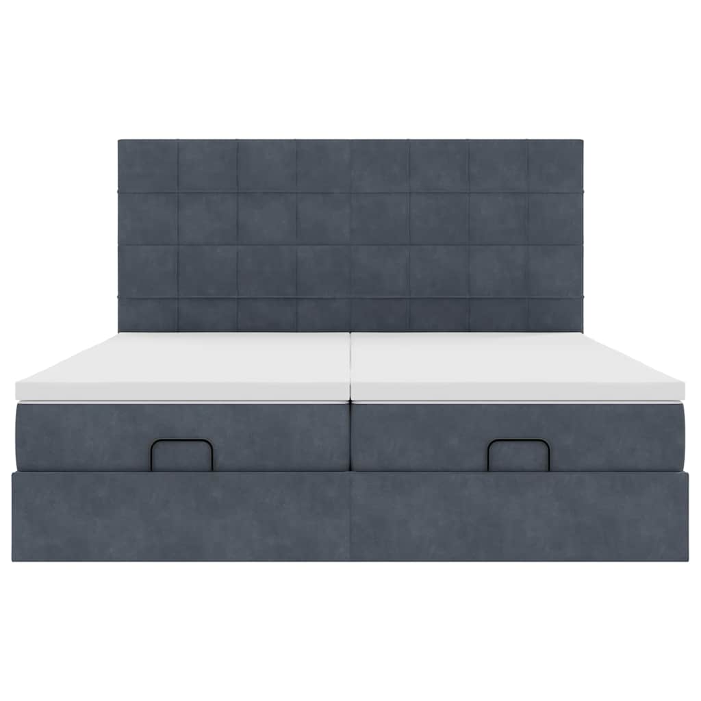 Struttura Letto Pouf con Materassi 200x200 cm Velluto