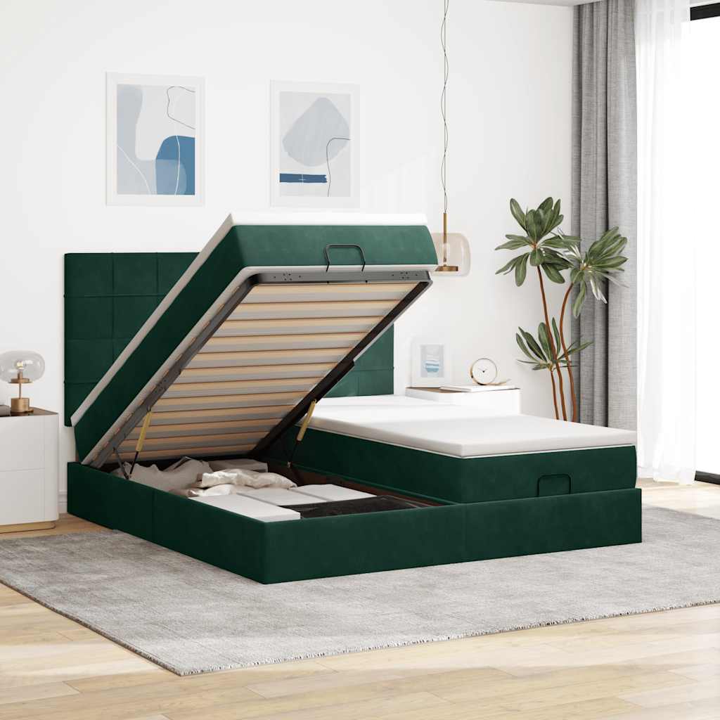 Struttura Letto Pouf con Materassi 200x200 cm Velluto