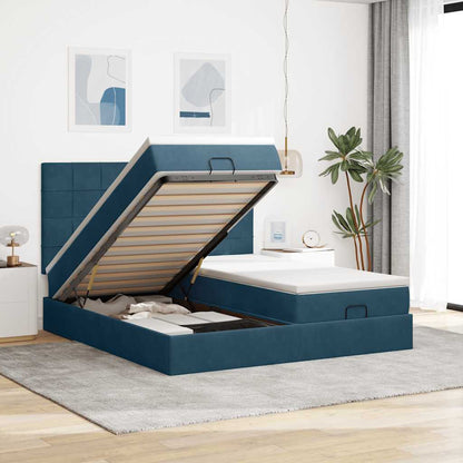 Struttura Letto Pouf con Materassi 200x200 cm Velluto