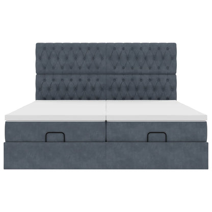 Struttura Letto Pouf con Materassi 160x200 cm in Velluto