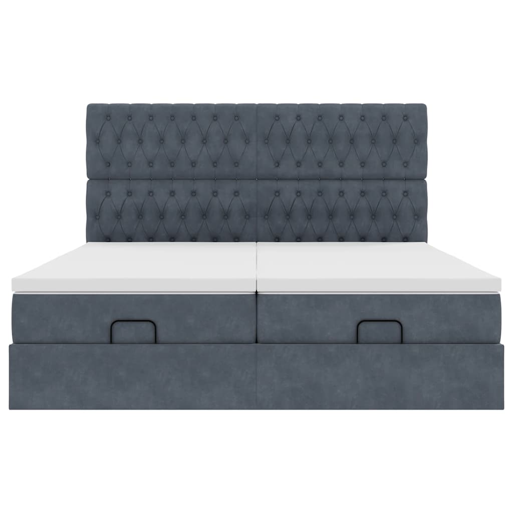 Struttura Letto Pouf con Materassi 160x200 cm in Velluto