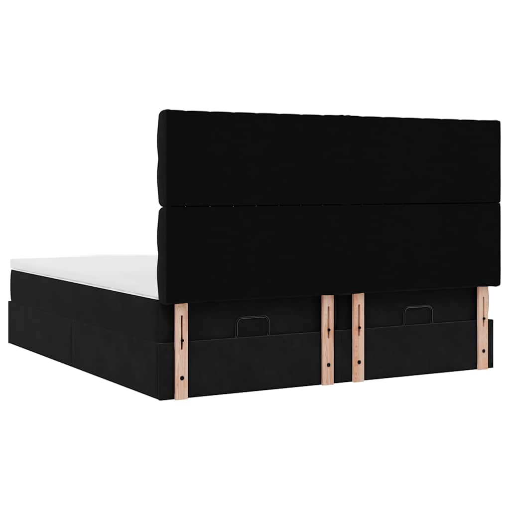 Struttura Letto Pouf con Materassi Nero 180x200 cm in Velluto | homemem39