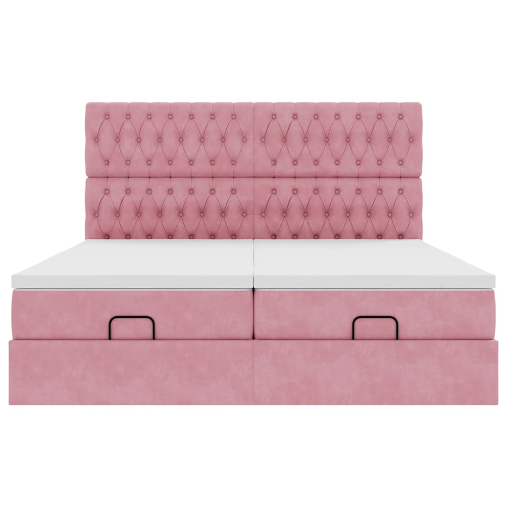 Struttura Letto Pouf con Materassi Rosa 180x200 cm Velluto | homemem39