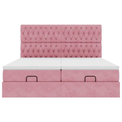 Struttura Letto Pouf con Materassi Rosa 180x200 cm Velluto | homemem39