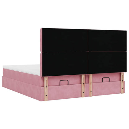 Struttura Letto Pouf con Materassi Rosa 180x200 cm Velluto | homemem39