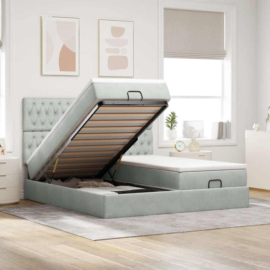 Struttura Letto Pouf con Materassi 200x200 cm Velluto