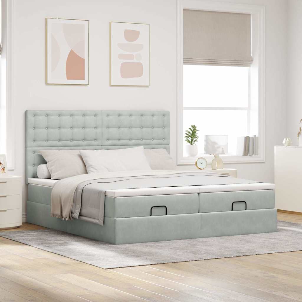 Struttura Letto Pouf con Materassi 160x200 cm in Velluto