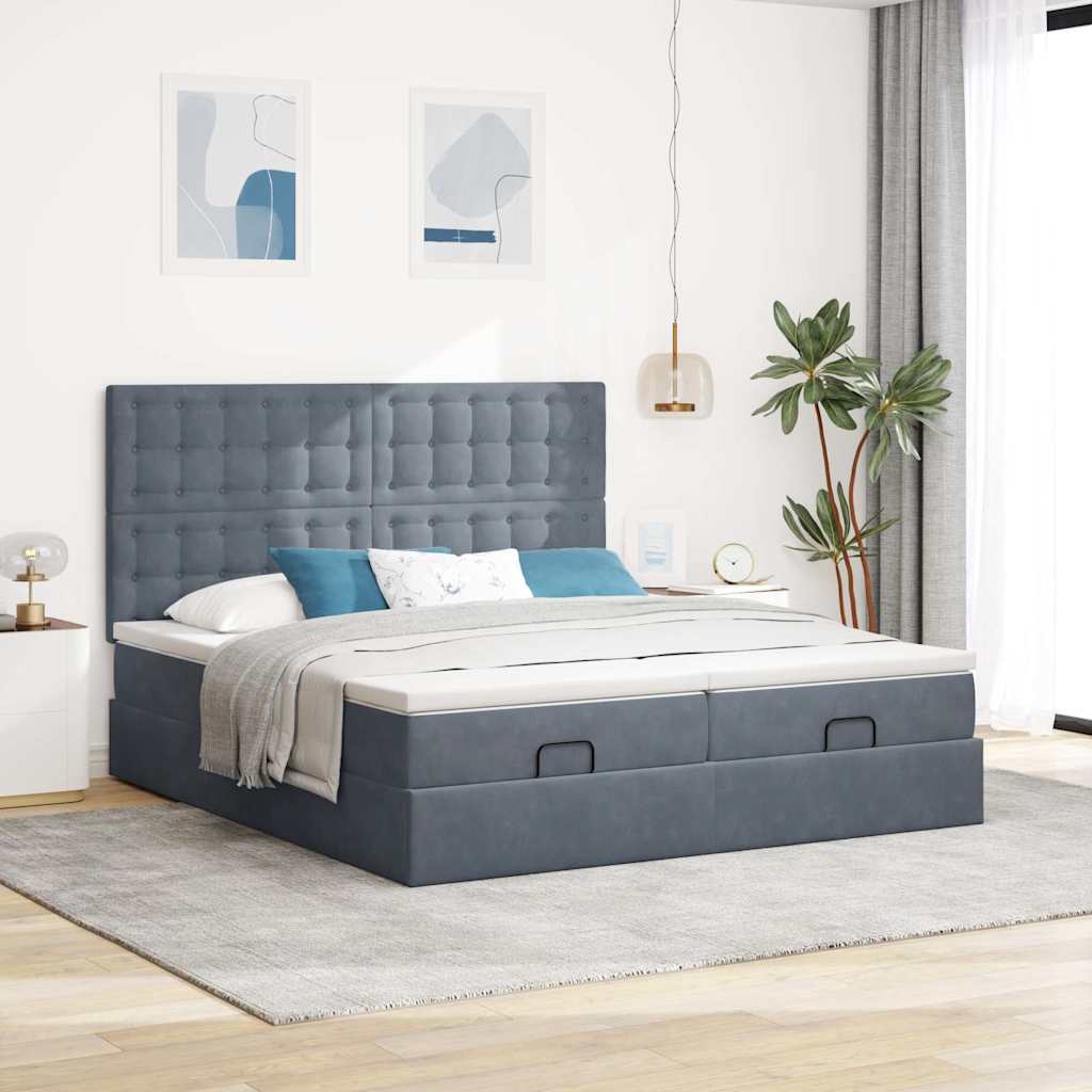 Struttura Letto Pouf con Materassi 160x200 cm in Velluto | homemem39