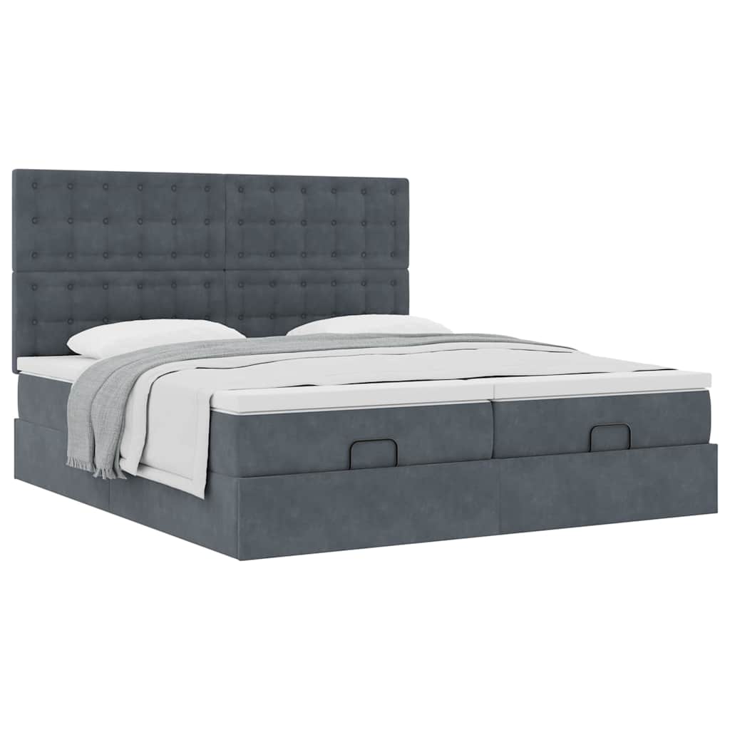 Struttura Letto Pouf con Materassi 160x200 cm in Velluto | homemem39