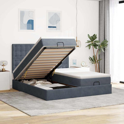 Struttura Letto Pouf con Materassi 160x200 cm in Velluto | homemem39