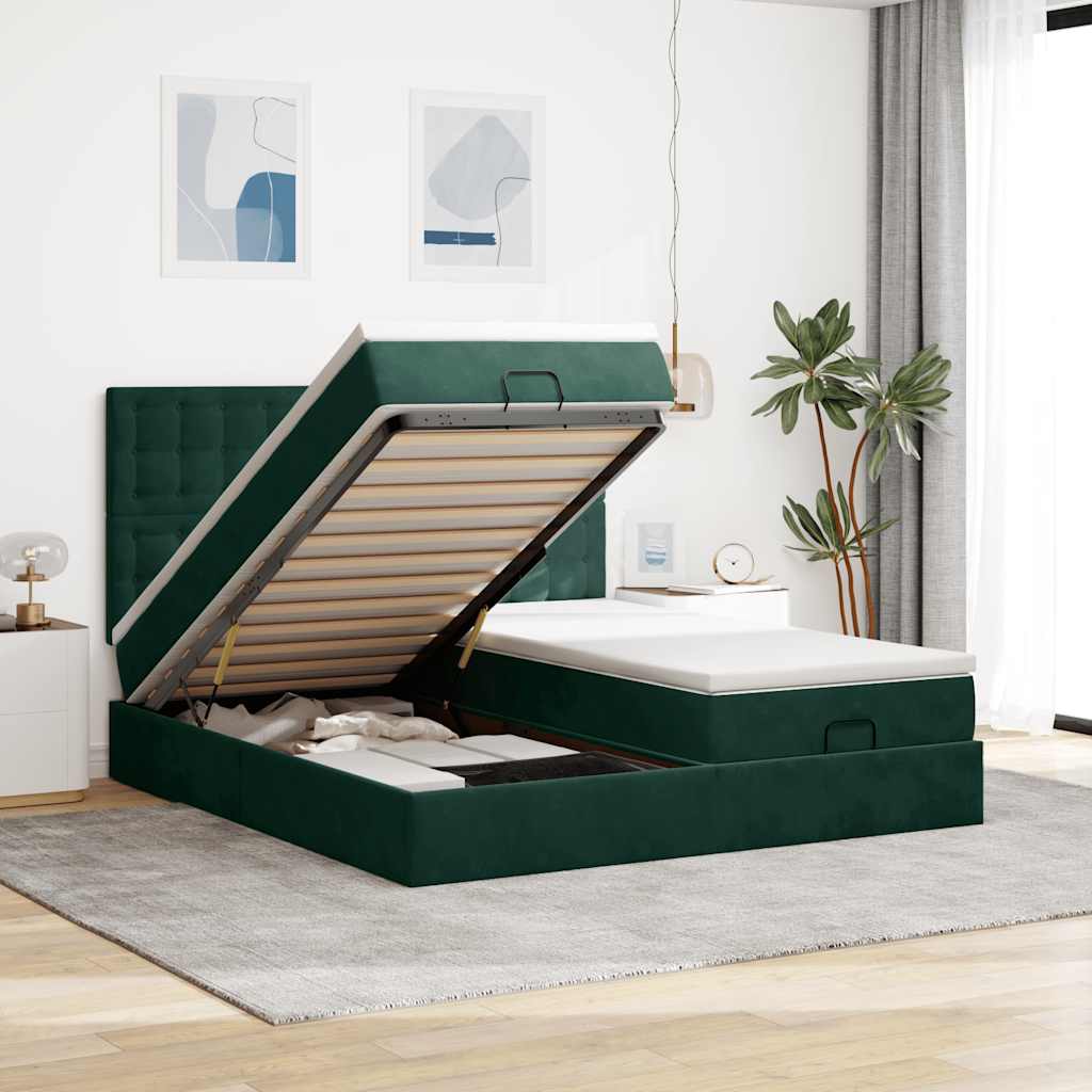 Struttura Letto Pouf con Materassi 160x200 cm Velluto | homemem39