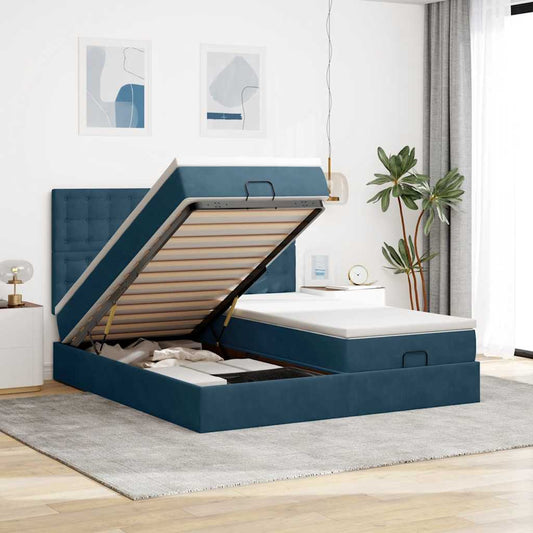 Struttura Letto Pouf con Materassi 180x200 cm Velluto