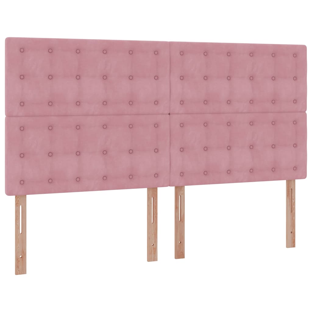 Struttura Letto Pouf con Materassi Rosa 180x200 cm Velluto