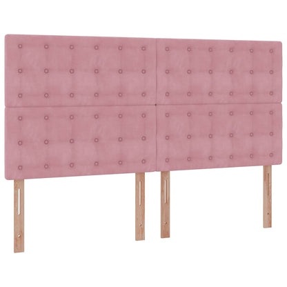 Struttura Letto Pouf con Materassi Rosa 180x200 cm Velluto