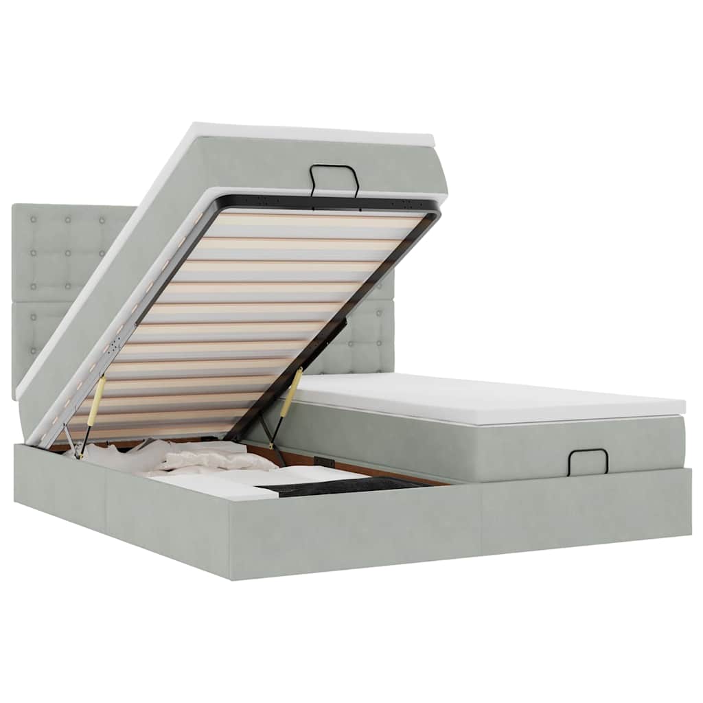 Struttura Letto Pouf con Materassi 200x200 cm Velluto - homemem39