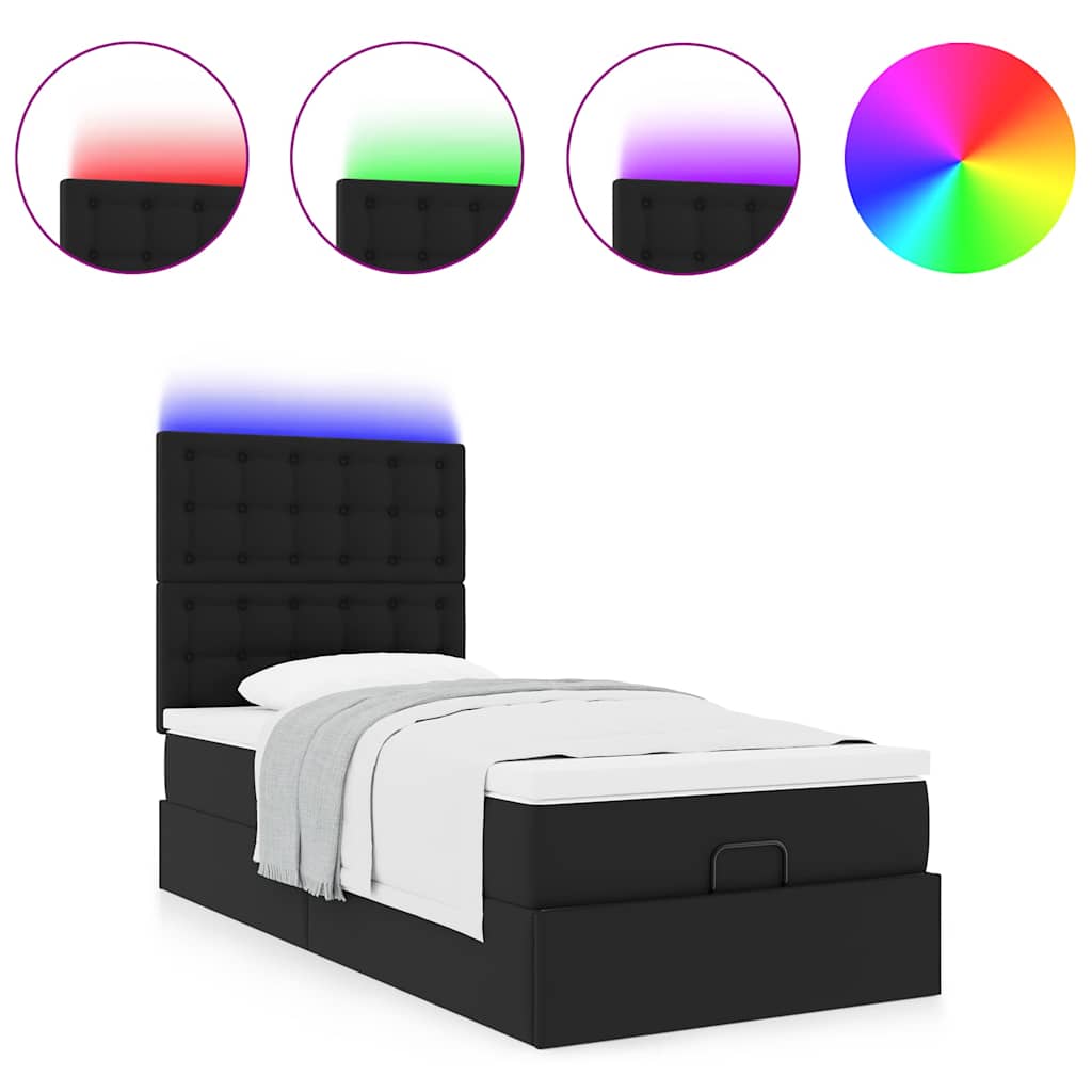 Struttura Letto Pouf con Materasso Nero 80x200 cm Similpelle | homemem39