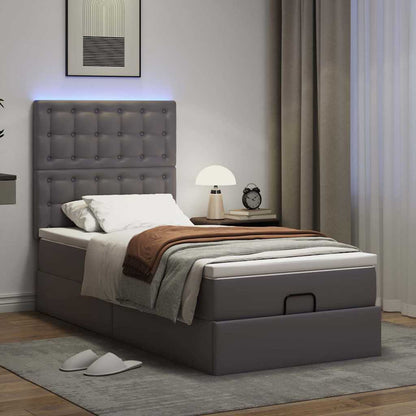 Struttura Letto Pouf con Materasso Grigio 80x200 cm Similpelle | homemem39