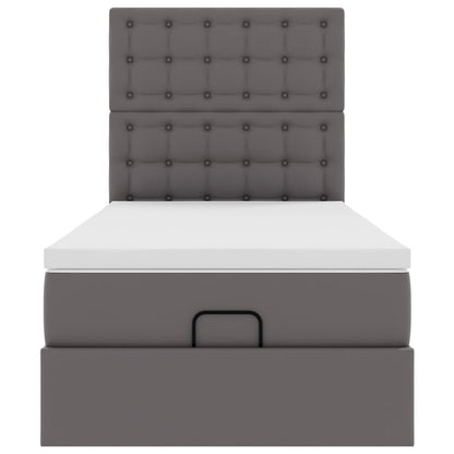 Struttura Letto Pouf con Materasso Grigio 80x200 cm Similpelle | homemem39
