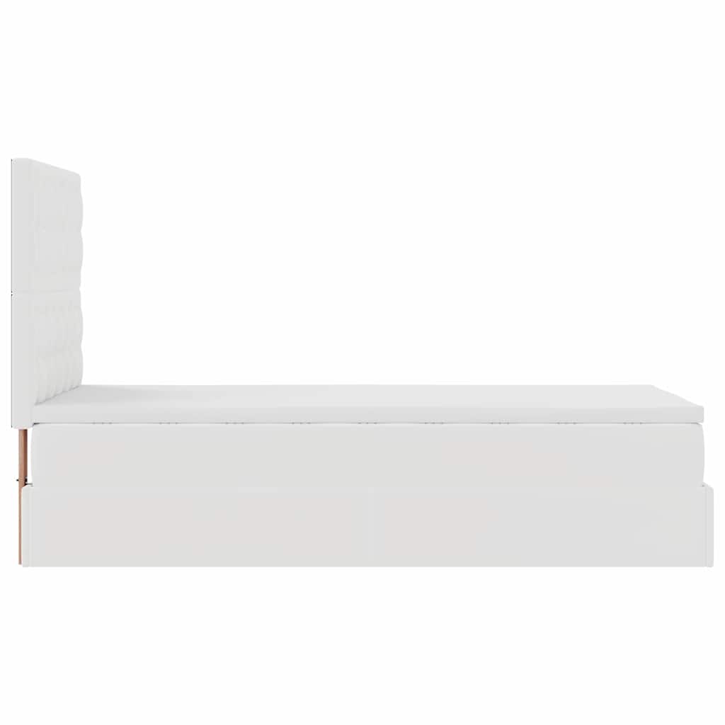 Struttura Letto Pouf con Materasso Bianco 90x190 cm Similpelle