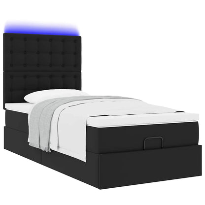 Struttura Letto Pouf con Materasso Nero 90x200 cm Similpelle | homemem39