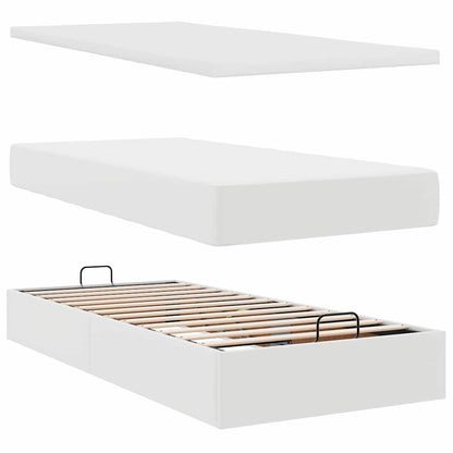 Struttura Letto Pouf con Materasso Bianco 90x200 cm Similpelle | homemem39