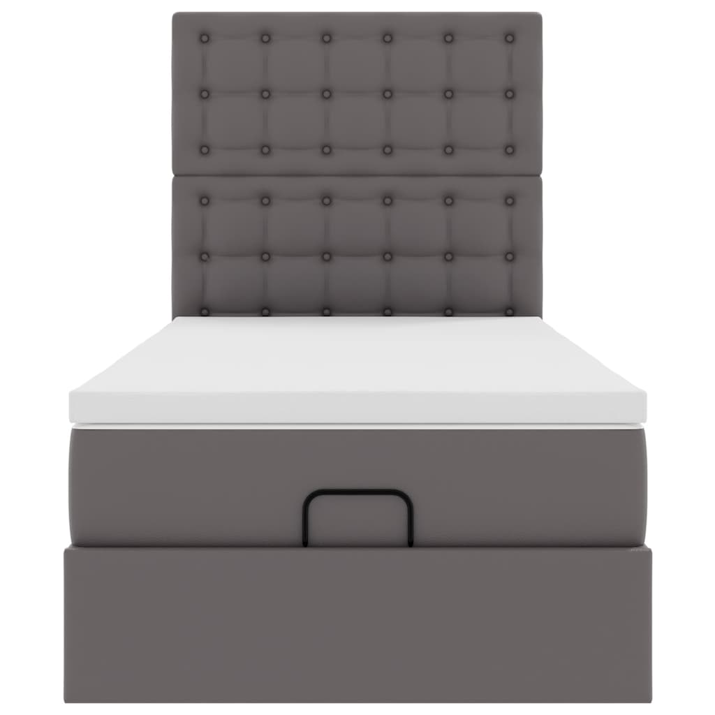 Struttura Letto Pouf con Materasso Grigio 90x200 cm Similpelle | homemem39