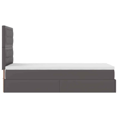 Struttura Letto Pouf con Materasso Grigio 90x200 cm Similpelle | homemem39