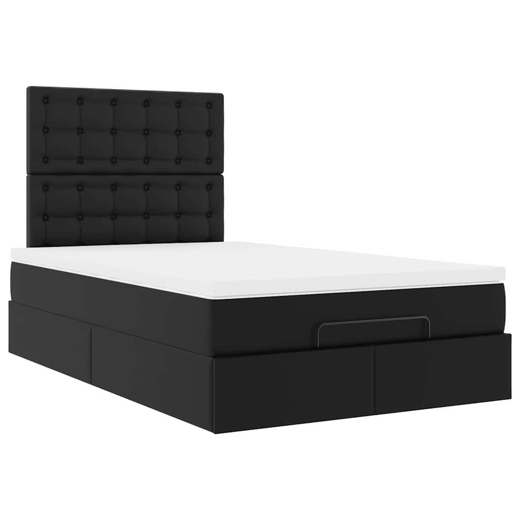 Struttura Letto Pouf con Materasso Nero 120x190 cm Similpelle | homemem39