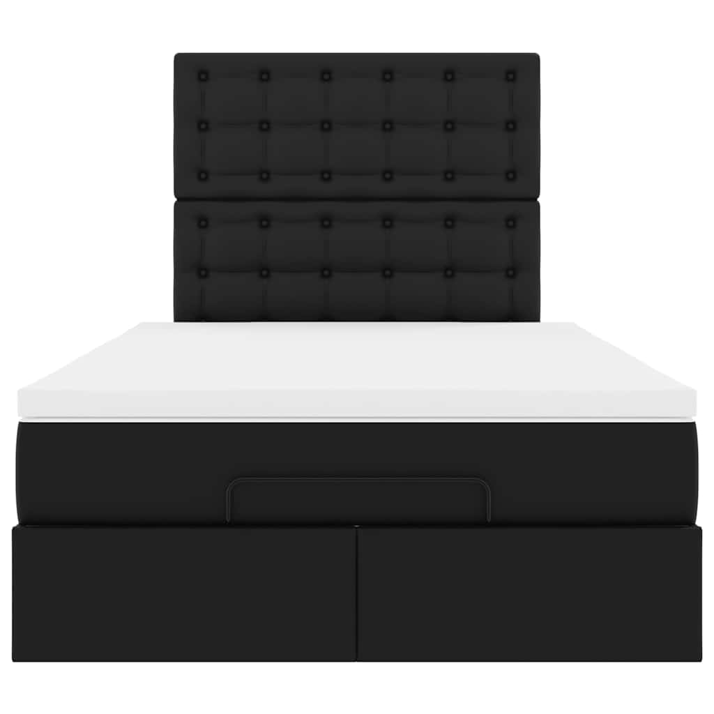Struttura Letto Pouf con Materasso Nero 120x190 cm Similpelle | homemem39