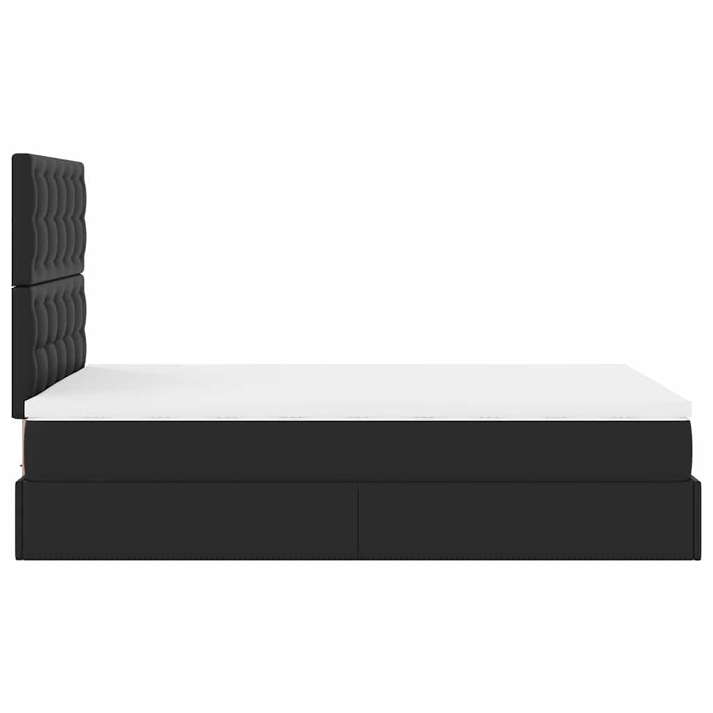 Struttura Letto Pouf con Materasso Nero 120x190 cm Similpelle | homemem39