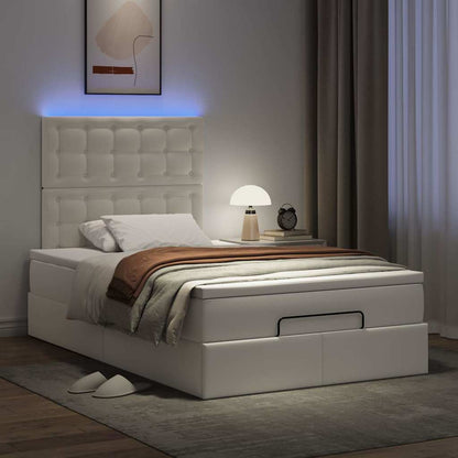 Struttura Letto Pouf con Materasso Bianco 120x200 cm Similpelle | homemem39