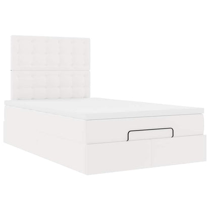Struttura Letto Pouf con Materasso Bianco 120x200 cm Similpelle | homemem39