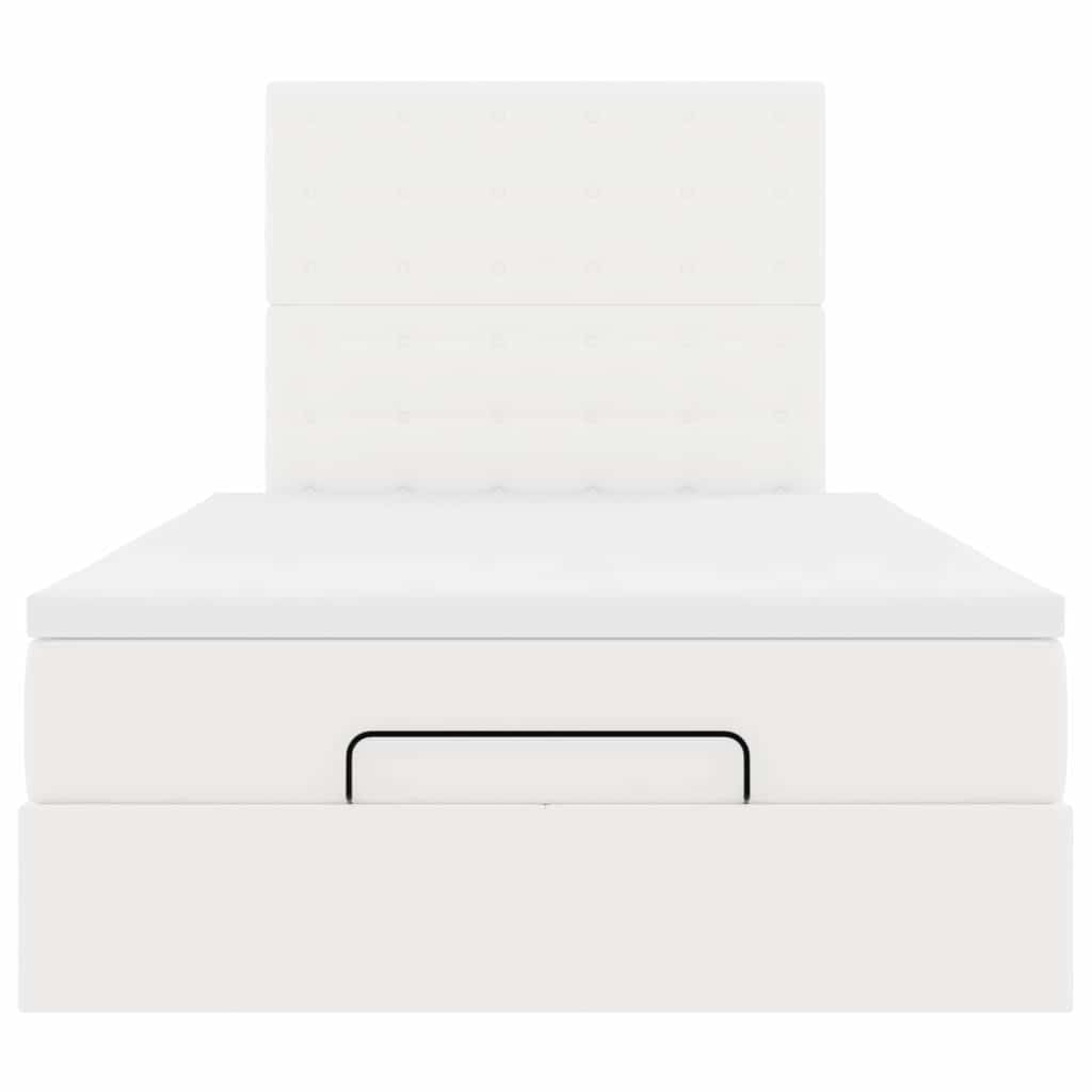 Struttura Letto Pouf con Materasso Bianco 120x200 cm Similpelle | homemem39